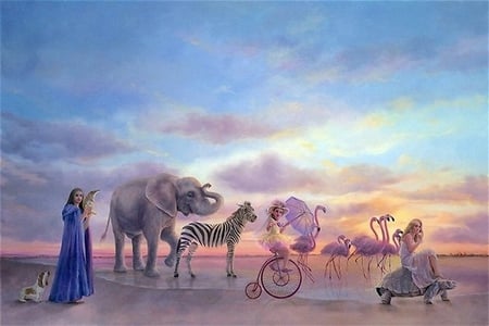 By Lynn Lupetti - zebra, lynn lupetti, painting, children, art, dreams