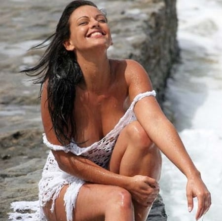 Happy - sea, woman, beautiful, happy