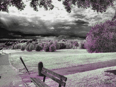 Nostalgy.. - clouds, nature, nostalgy, hdr, bench, sky, other