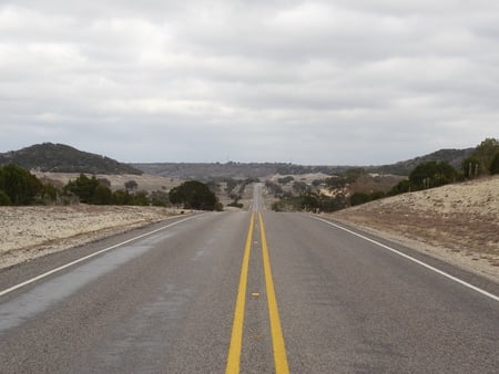 The Long, Long, Long Road Ahead - road, clouds, trees, sky