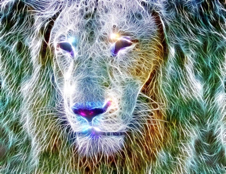 Great Lion - animals, glow, beauty, sparking, fractalius, lion