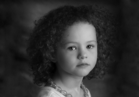 Cute - curly hair, girl, cute, black and white