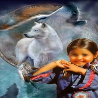 INDIAN GIRL & WOLVES