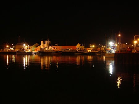 Wharf at night - night, water, lights