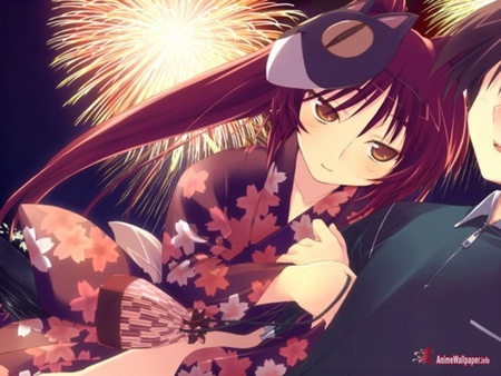 Fireworks - girls, anime