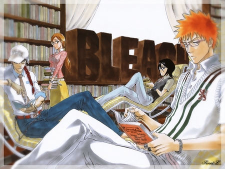 Bleach - abarai renji, inoue orihime, kurosaki ichigo, anime, kuichiki rukia