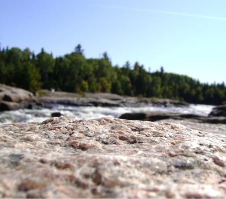 Rock - tree, blue sky, water, day