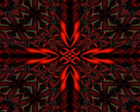 Cross Kalidascope - cross, abstract, 3d, red, holiday, christmas, cg