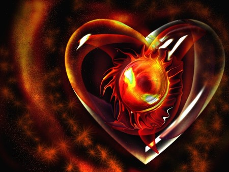 Red Heart - shinny, 3d, heart, red, globe