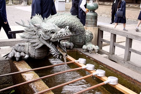 Water Dragon - fantasy, animal, monument, fountain, water dragon, chinese, architecture