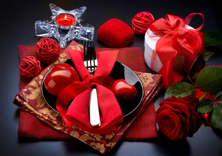 For You - roses, pretty, heart, romantic, fashion, red roses, romance, entertainment, light, flowers, proposal, for you, red rose, valentines day, candle, present, together, beauty, love, still life, petals, nature, gift, arrangement table, bow, elegant, evening, precious, burning, red, dining, ribbon, box, candles, marriage, forever, beautiful, photography, lovely, with love, rose, red bow, hearts