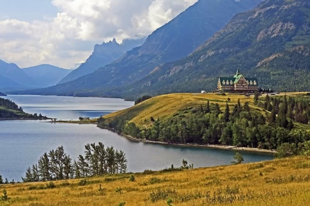 Home Over Looking the Lake - sky, lake, house, land