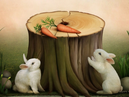 How to reach it? - trunk, eat, animal, carrot, food, cute, bunny