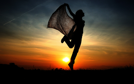 Ready to go - sky, beach, sunset, girl, nature