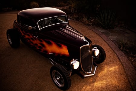 '33 Ford Coupe - flames, ford, antique, black, coupe, car, custom, vintage, 33, classic, 1933