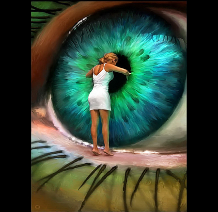 Soul Search Painting - sexy, hot, eye, painting, girl, blue