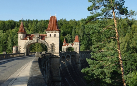 BRIDGE - bridges, trees, forest, architecture