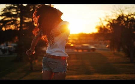 following the sunset - woman, redhead, sexy, beautiful, following the sunset