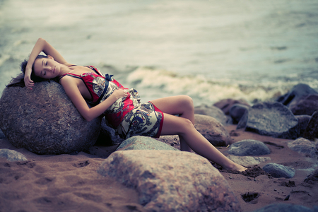 Lulled by the sound of the waves.. - calm, relaxing, beach, beautiful, girl, beauty