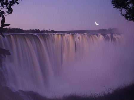 moon and the waterfall