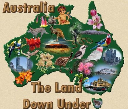 DOWN UNDER - down under, land, map, aussie