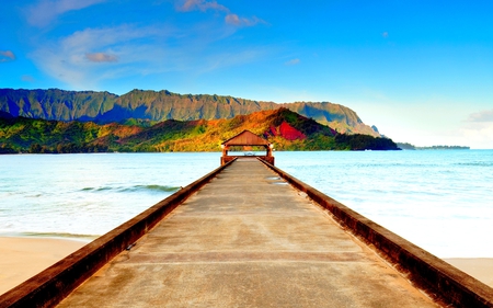 BEACH PIER - wharf, ocean, sky, pier