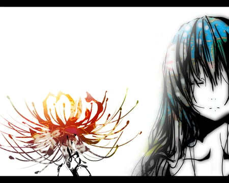 Myself - long-haired, flower, girl, lonnely