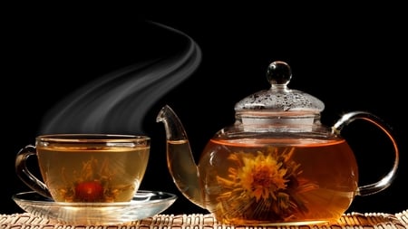 Aromatherapy - hot, photography, tea, steam, time, still life, cup, taste, teapot, abstract, aroma, beautiful, herbal