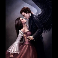 Girl And Black Wing Angel