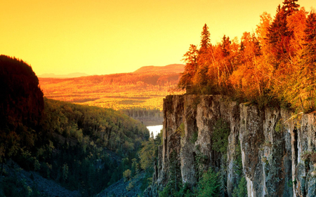 Sunset in Canada - sky, landscape, trees, sunset, mountain