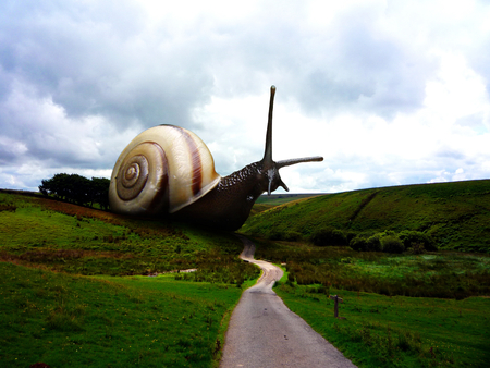 Fantasy Snail - sky, snail, landscape, clouds, fantasy