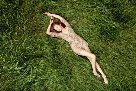 Have a relaxing moment - hd wallpaper, beauty, beautiful, girl, hd, dress, grass, lovely, sexy, female, woman