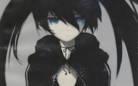 gloomy look - girl, black rock shooter, anime, wallpaper