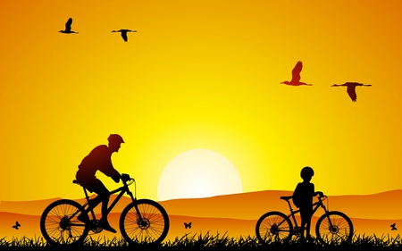 Bonding - cycles, father, son, birds