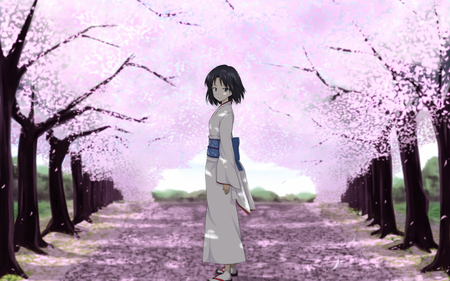 My lilac world - doll, japan, anime, tree, lilac, flower