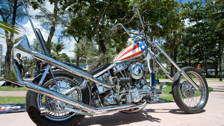 The New Captain America Harley Chopper. - motorcycles, harley davidson, harleys, harley wallpapers