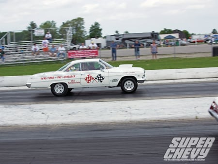 Ray Lehberger's White 482 '62 - white, bowtie, drag strip, gm