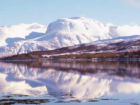 Cool Reflection - sky, reflection, cold, snow, river, icy