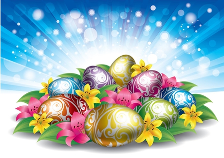 EASTER EGGS DECORATION - eggs, easter, vector, flower