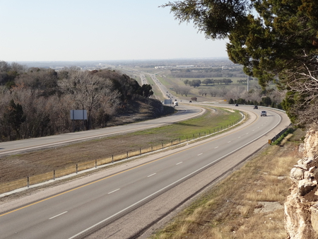 Overlooking The Highway - road, scenic, trees, sky