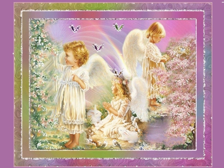 LITTLEST ANGEL - wings, angels, flowers, females, butterflies