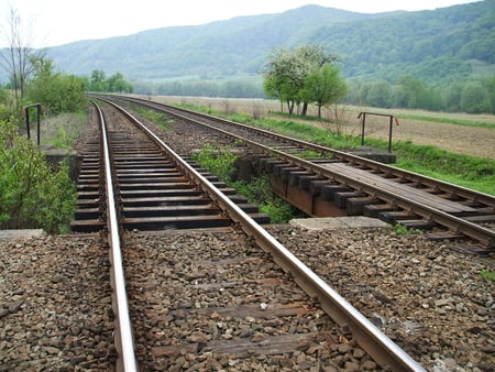 Railway in spring - nature, railway, green, spring