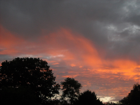 sunset on a stormy night - dusk, sunset, nature, sky