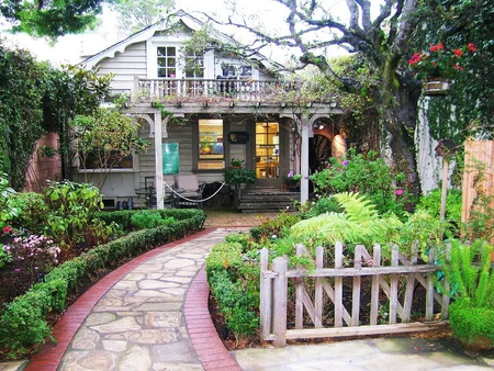 Garden House - flowers, garden, house, fence