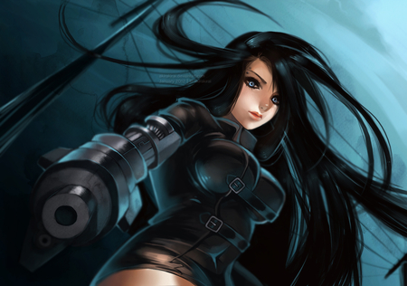 Hands Up Sweetheart - warrior, sexy, black hair, clous, hot, anime, girl