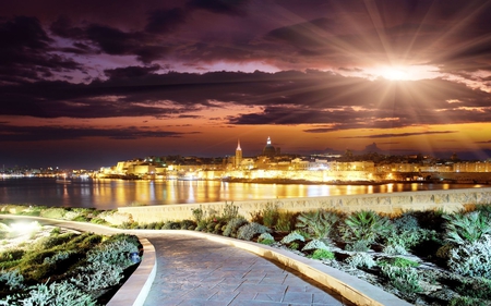 bursting with beauty - clouds, water, photography, evening, beauty, city, reflection, buildings, nature, lights, dusk, sky