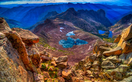 blue pool of beauty - sky, scenic, photography, water, mountains, rocks, nature, blue, scenery, desert