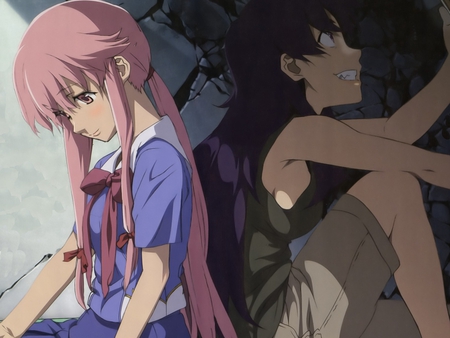 Mirai Nikki - gasai yuno, friends, minene uryu, mirai nikki