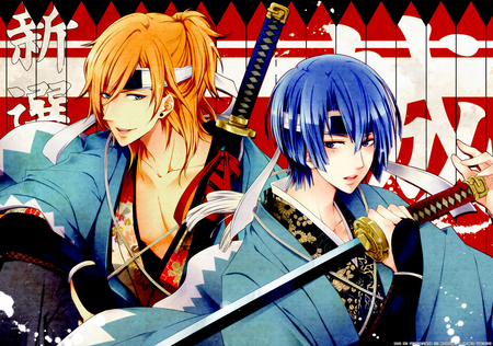 Uta no Prince-sama - anime, hijirikawa, jinguuji, swords, hot, ren, masato, uta no prince-sama, blade, bishounen, katana, boys, friends, sexy, lovers