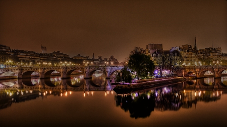 Paris Nightscape - reflections, shimmer, beautiful, night, dark, shine